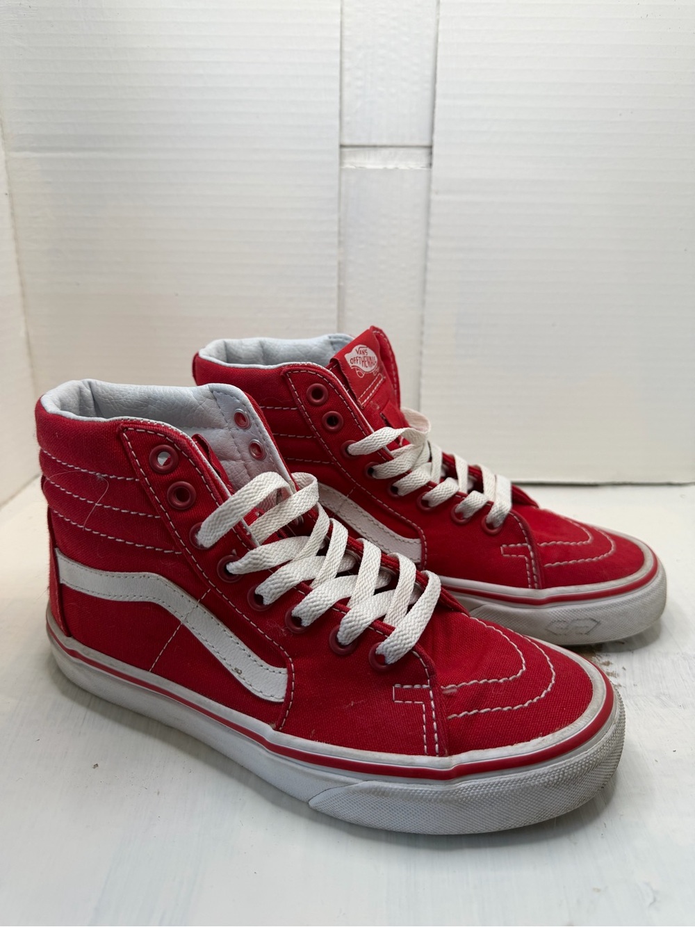 Vans Kids SK8-Hi Canvas High-Top Sneakers in Red sz 3.5